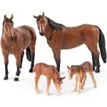 Terra by Battat - 4 Pcs Horse Toys - Realistic Horse Figurines - Plastic Animal Family Set - Farm Toys for Kids 3+ – Horse Gift & Party Favors Decorations