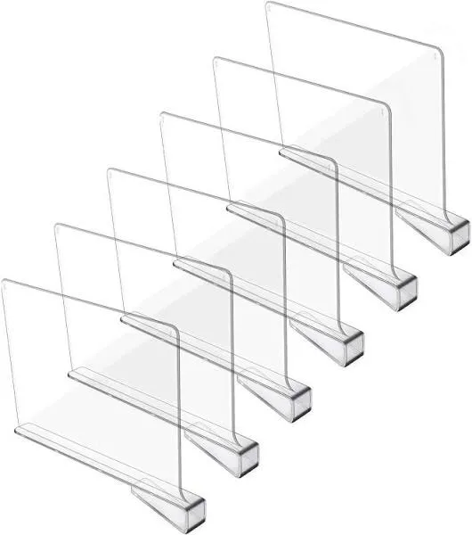 Hmdivor Clear Acrylic Shelf Dividers, Closets Shelf and Closet Separator for Org