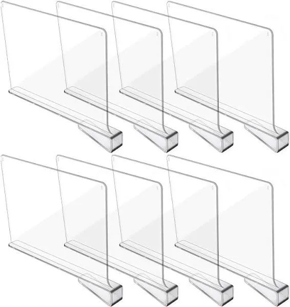 Hmdivor Clear Acrylic Shelf Dividers, Closets Shelf and Closet Separator for Org