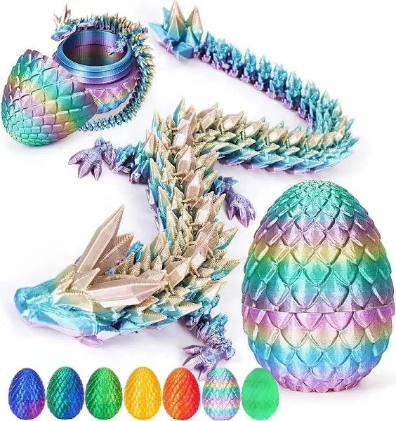 TBOLINE 3D Printed Dragon Egg Dragon Eggs with Dragon Inside Crystal Dragon Fidget Toys Full Articulated Dragon in Egg