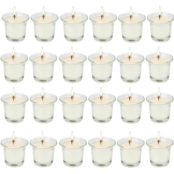 24 Pack Unscented Votive Candles in Glass, White Glass Tealight Candles,Votiv.<wbr/>..