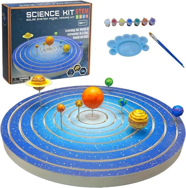 Large 3-in-1 Solar System Kit for Kids - Build, Paint, and Learn Model Project with 12.2 Inch, STEM Educational Toy, Solar System Model Kit, Solar System Projects