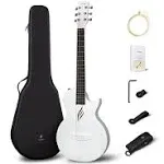 Nova Go: Durable, Light, Cute, Carbon Fiber Travel Guitar Graceful White