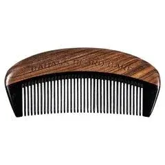 Badass Beard Care Black Series - Fine Tooth Ox Horn Comb for Men - 100% Ox Horn & Sandalwood, Hand Made, Sanded and Polished