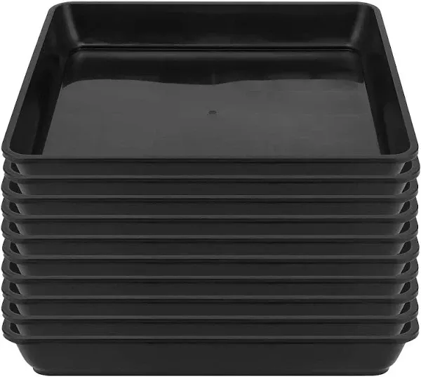 Zioc 10 Pack 10 x 10 Inch Black Square Plant Saucer