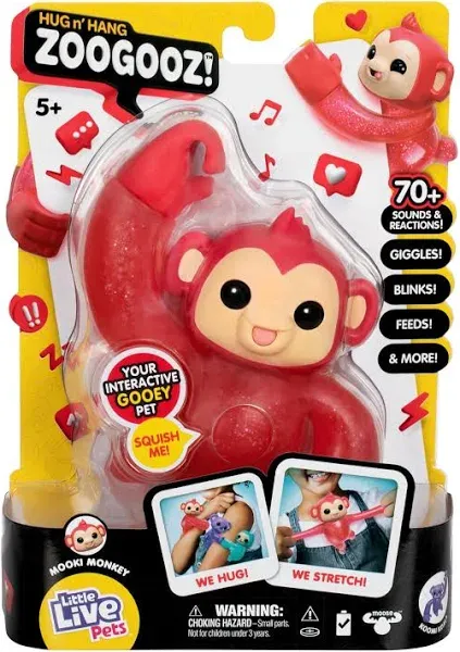 New Worn Box Little Live Pets Hug n&#039; Hang Zoogooz Mookie Monkey Interactive Toy