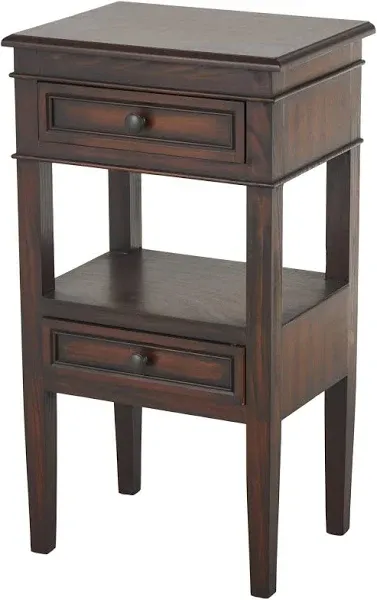 Litton Lane End Accent Table 29&#034; H X 12&#034; W, 2 Drawers + 1 Shelf Rectangle Wood