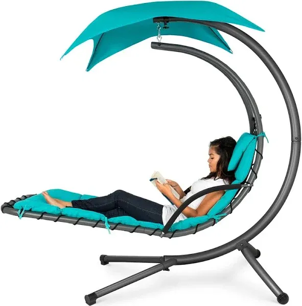 Best Choice Products Hanging Curved Chaise Lounge Chair Swing for Backyard