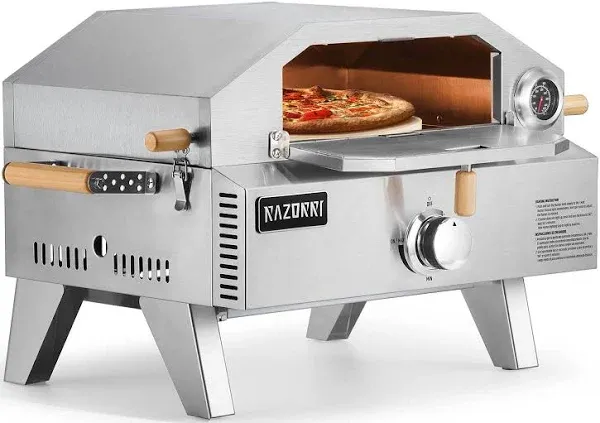 Razorri Outdoor Portable Stainless Steel Gas Pizza Oven, 2-in-1 Fire Griller and Pizza Maker