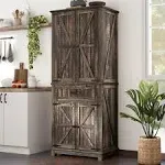 DWVO 72" Tall Kitchen Pantry Cabinet, Farmhouse Storage Cabinet with Drawer and Adjustable Shelves, Kitchen Cabinet Versatile Storage for Living