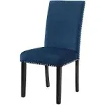 New Classic Furniture Celeste Blue Velvet Upholstered Dining Chair/Side Chair/Accent Chair, Set of 2, Blue