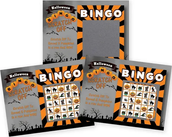 My Scratch Offs Halloween Bingo Party Scratch Off Game Card 26 Pack w 2 Winners