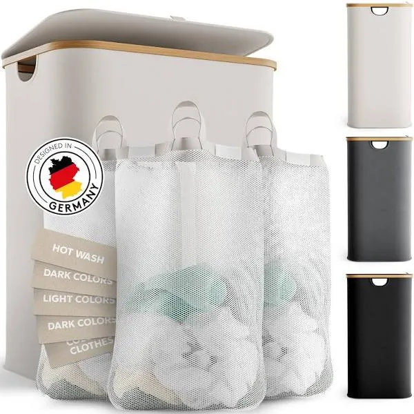  - Laundry Hamper with Lid 150L - Collapsible Laundry Basket with Lid Beige