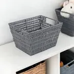 Simplify Medium Rattan Storage Tote Basket in White