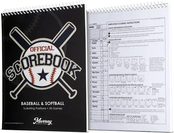 Murray Sporting Goods Baseball/Softball Scorebook - 35 Games - 16 Players