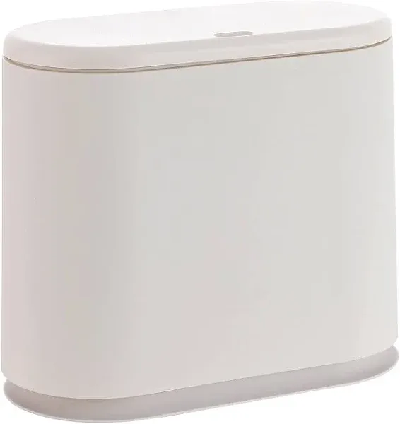 Juvale 12L / 3.17 Gallon Small Bathroom Trash Can with Lid - Narrow Bin for Kitchen (White)