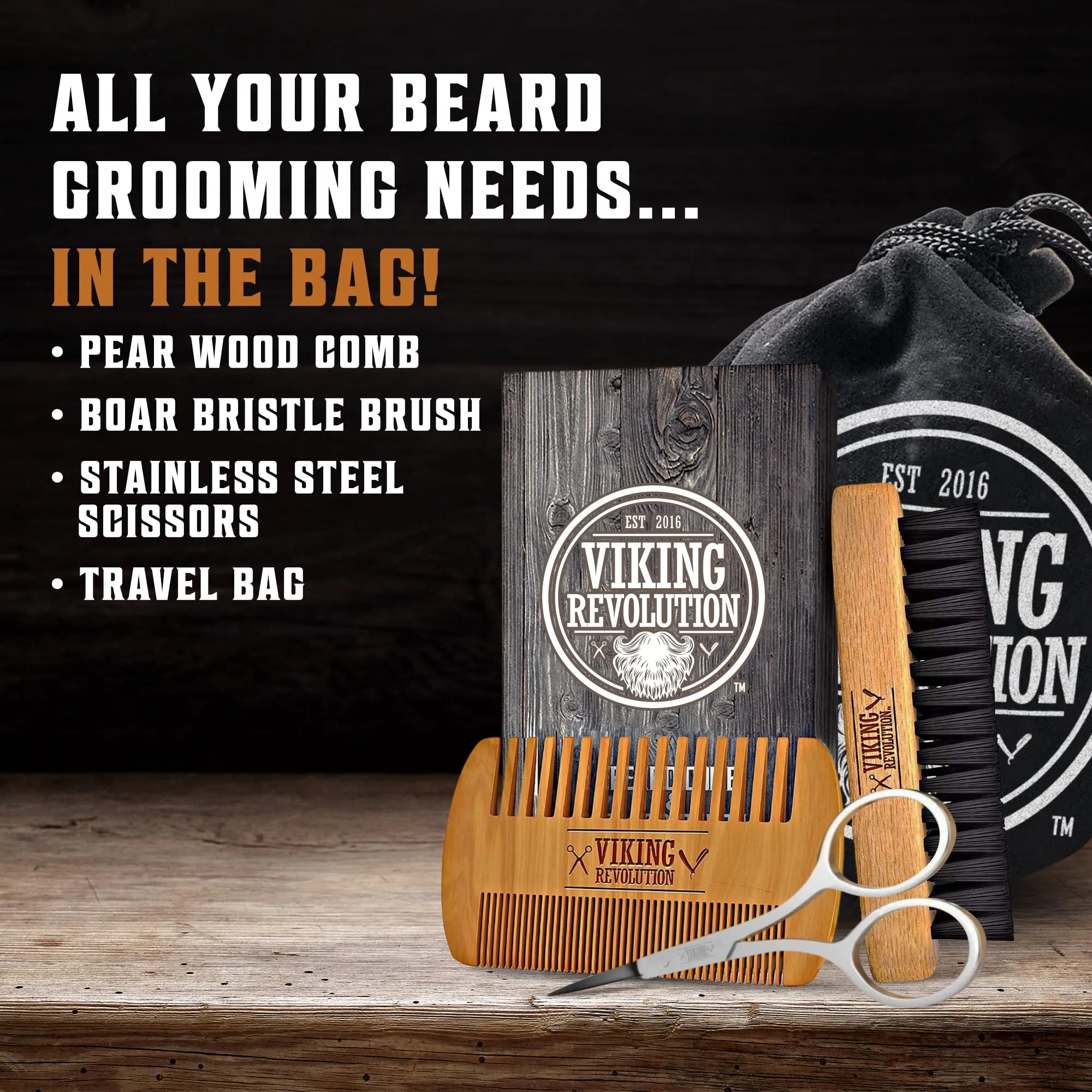 Viking Revolution Beard Comb & Beard Brush Set