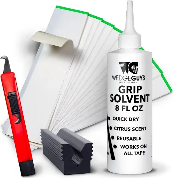 Wedge Guys Golf Grip Kits for Regripping Golf Clubs - Professional Quality - Options Include Hook Blade, 15 or 30 Grip Tape Strips, 5 or 8 oz Grip Solvent & Rubber Vise Clamp