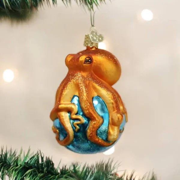 Old World Christmas Ornaments: Sea and Water Animals Glass Blown Ornaments for Christmas Tree, Octopus