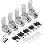 5 Pack Tool Box Lock with Keys, 5/8" Cabinet Lock Cam Lock Keyed Alike, Toolbox Lock Replacement for Mailbox RV Storage Door with Manual, Zinc Alloy