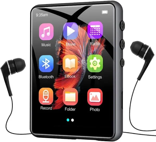 64GB MP3 Player with Bluetooth5.3, 2.4-Inch HD Full Touch Screen, Portable Lossless Sound Music Player with HD Speaker, mp3 with FM Radio Recording e-Book, Record, Earphone Included