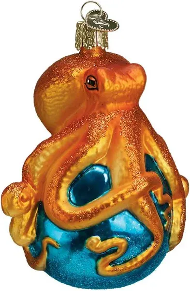 Old World Christmas Glass Blown Christmas Ornament, Octopus (With OWC Gift Box)