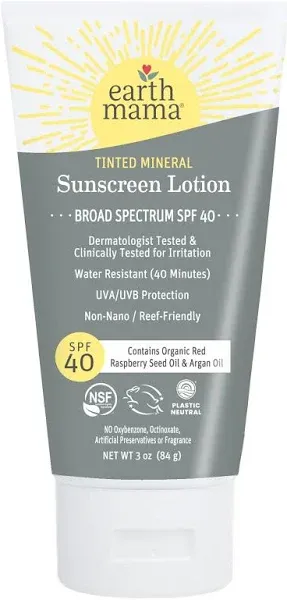 Earth Mama Tinted Mineral Sunscreen Lotion SPF 40