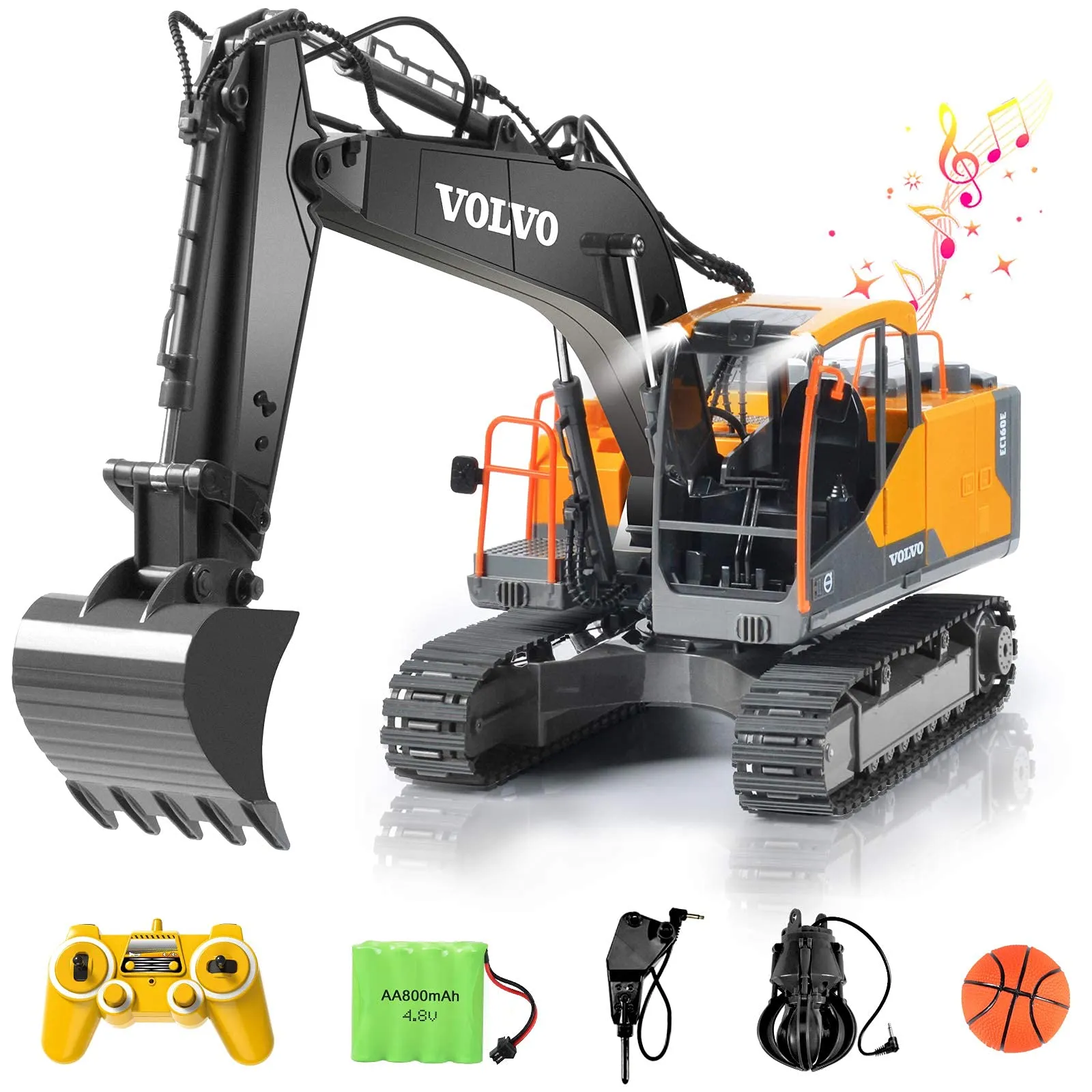 Double E Volvo RC Excavator 17 Channel 3 in 1 Construction Toys