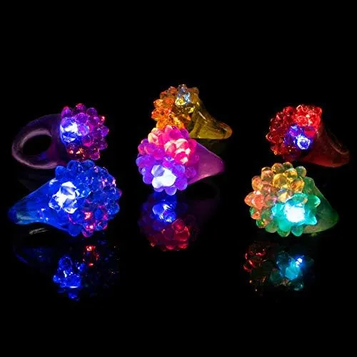 Super Z Outlet Flashing Colorful LED Light Up Bumpy Jelly Rubber Rings Finger Toys