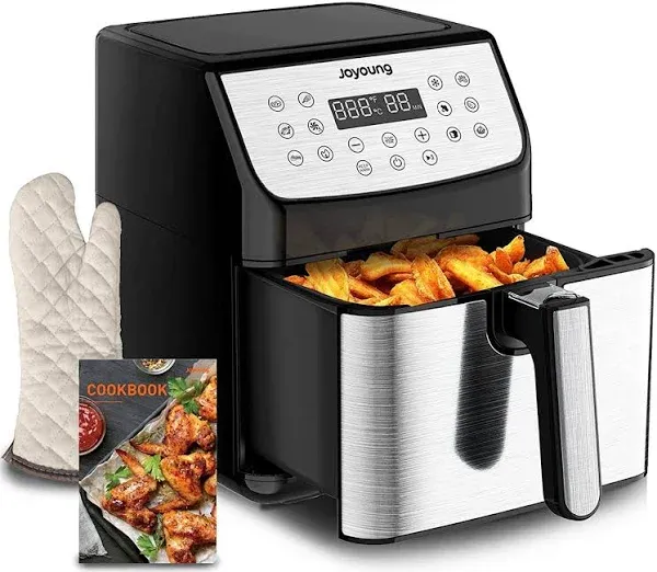 JOYOUNG Air Fryer 5.8QT Detachable Double Basket Air Fryers 1700W 13-in-1 Presets Airfryer One Touch LED Touchscreen Air Fryer Toaster Oven with Recipe