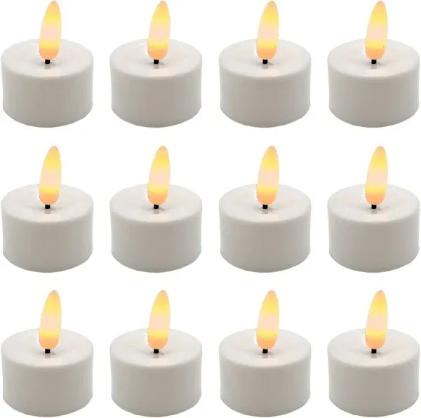 Lumabase Battery Operated 3D Wick Flame Tea Lights (Set of 12)