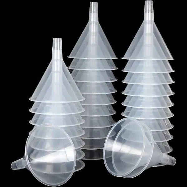 30 Pcs Small Funnel Mini Funnel Clear Plastic Funnels for Lab Bottles, Essential Oils, Perfumes, Spices, Sand Art, Powder Funnel