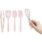  Set of Five and Rose Gold Silicone MINI Kitchen Utensil Set Mini Pink