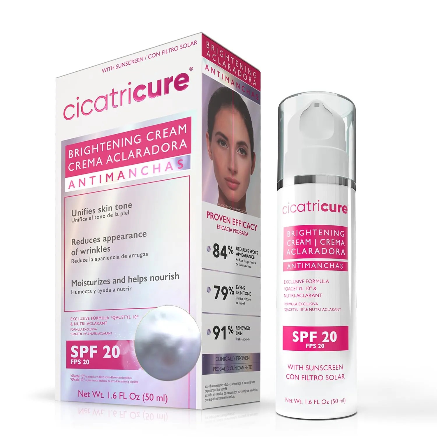 Cicatricure Brightening Facial Moisturizer 3-in-1 Face Cream with Anti-Wrinkle Q Acetyl 10 & Nutri-Aclarant