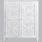 Carved Design Storage Cabinets - White