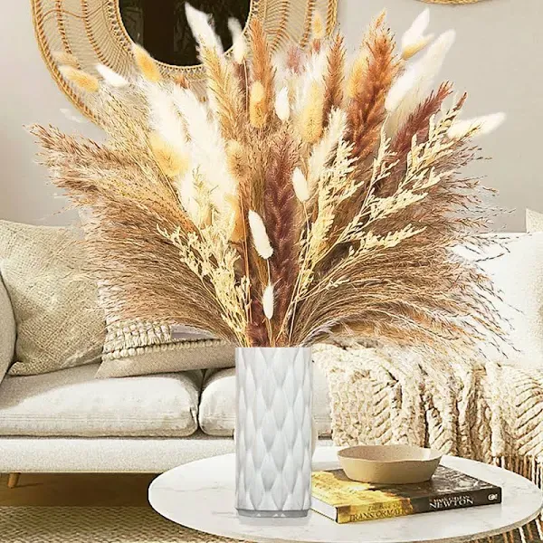 Fall Decor Dried Pampas Grass Decor - Thanksgiving Decorations Bouquet, 90 St...