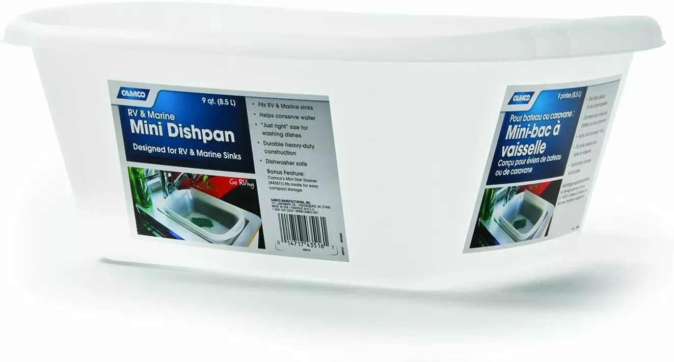 Camco RV and Marine Mini Dish Wash Pan | Helps Conserve Water | Holds 9-Quarts | (43516)