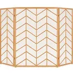 Best Choice Products 52x31in 3-Panel Iron Chevron Fireplace Screen, Spark Guard w/ Handles - Gold