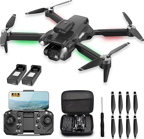 4k Drone for Kids,Headless Mode,Emergency Stop,Gps,Carrying Case,360 Flips,One Key Start,2 Batteries-Wireless Toys for Boys and Girls,Blue