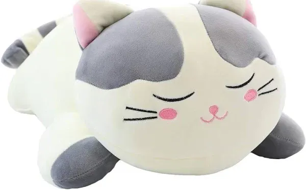 23&#034; Cat Big Plush Hugging Pillow, Super Soft Kitten Kitty Stuffed Animals Gray