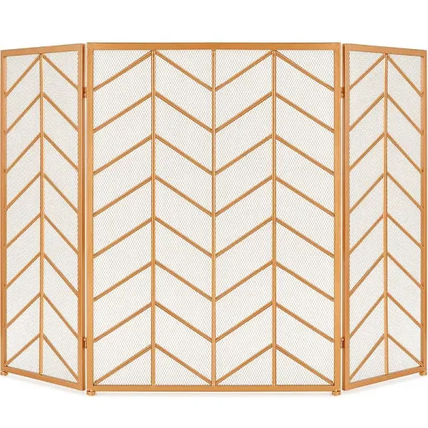 Best Choice Products 52x31in 3-Panel Chevron Fireplace Screen