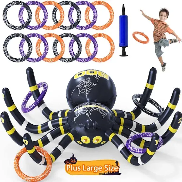 Garma Halloween Ring Toss Game Inflatable Spider Ring Toss Game for Kids Halloween Party Favors Supplies Indoors Outdoors Halloween Toys Party Games