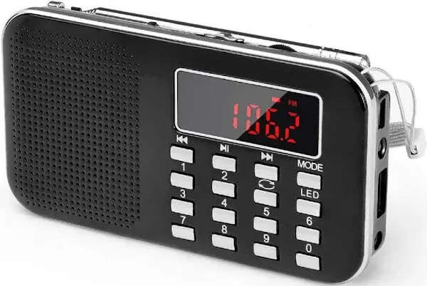 Mini Portable Radio AM FM Pocket Radio with MP3, LED Flashlight, Digital Radi...