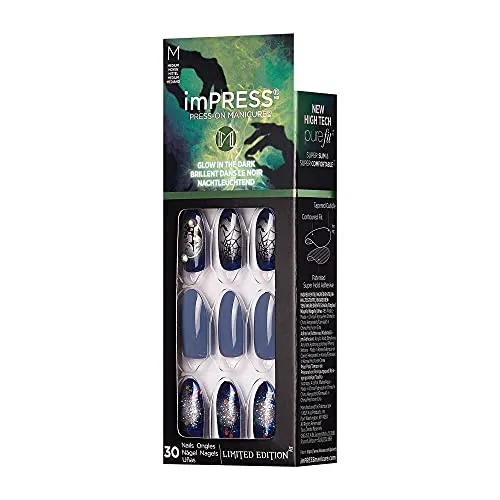 KISS imPRESS Press on Manacure Halloween Nails - Wizard, Medium Length, Almond Shape, 30 Fake Nails