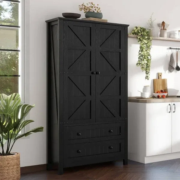 Gracie Oaks Farmhouse Kitchen Pantry Cabinet