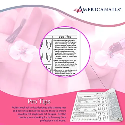 Americanails 3D Acrylic Nail Art Training Mat Silicone Trainer Sheet for 3D Acrylic Nail Art Design