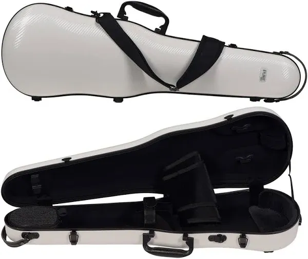 PURE by GEWA Violin Case, Polycarbonate 1.8, Shaped, White/Black w/Subway Handle