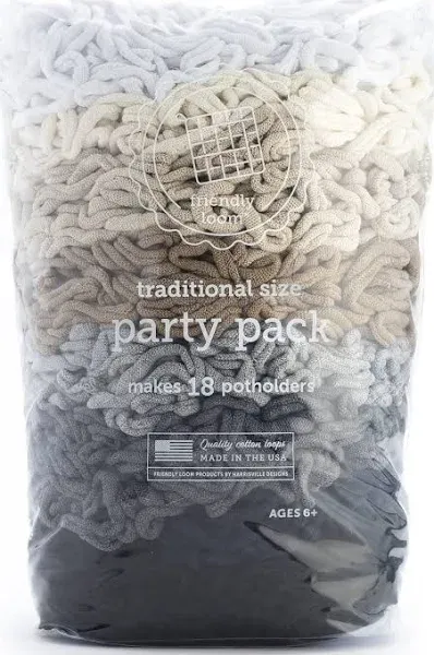 Friendly Loom Party Pack 7" Traditional Size Cotton Loops Makes 18 Potholders by Harrisville