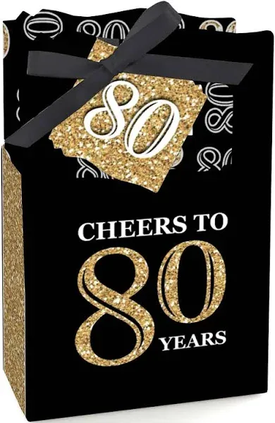 Adult 80th Birthday - Gold - Birthday Party Favor Boxes - Set of 12