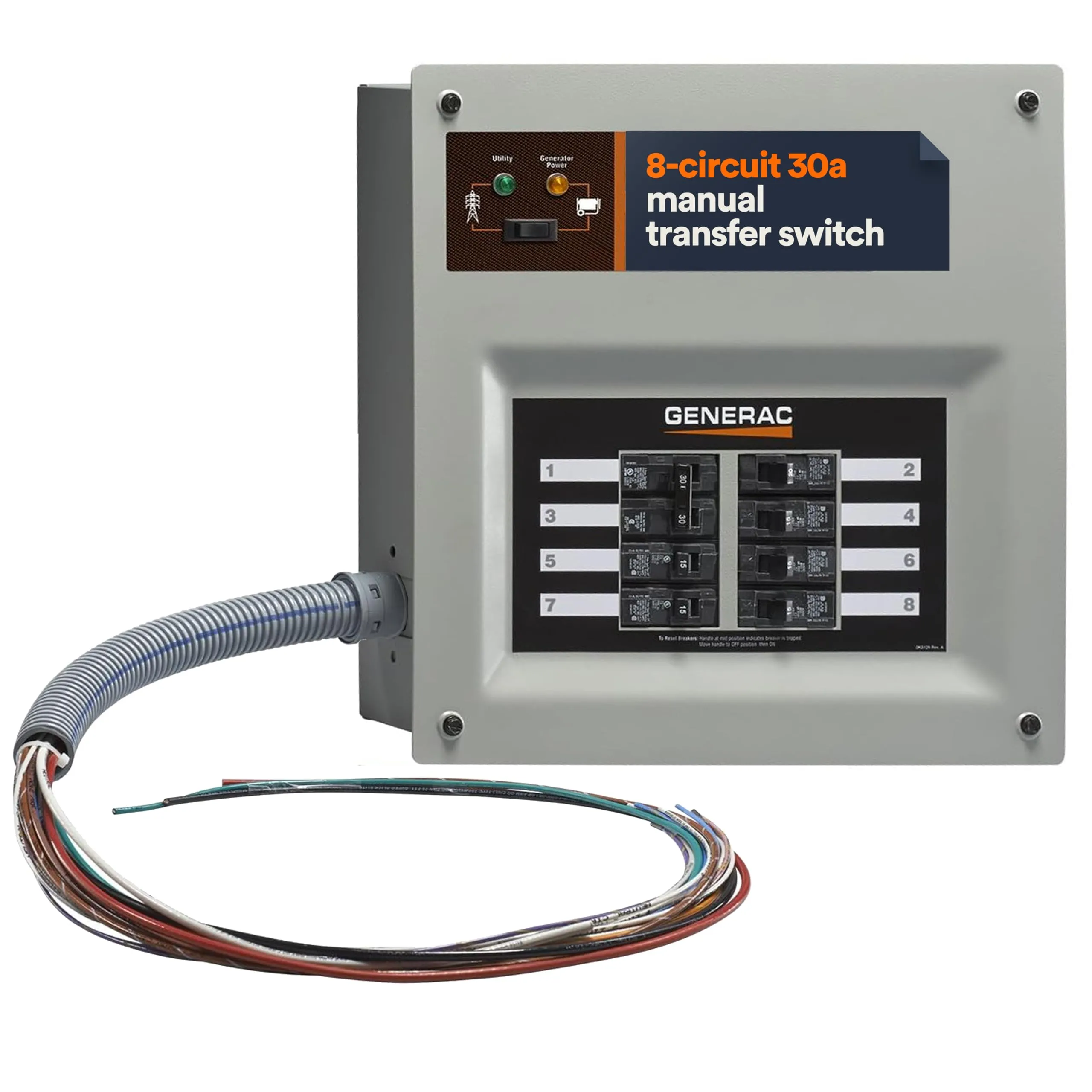 Generac Upgradeable Manual Transfer Switch Kit for 8 Circuits 6853